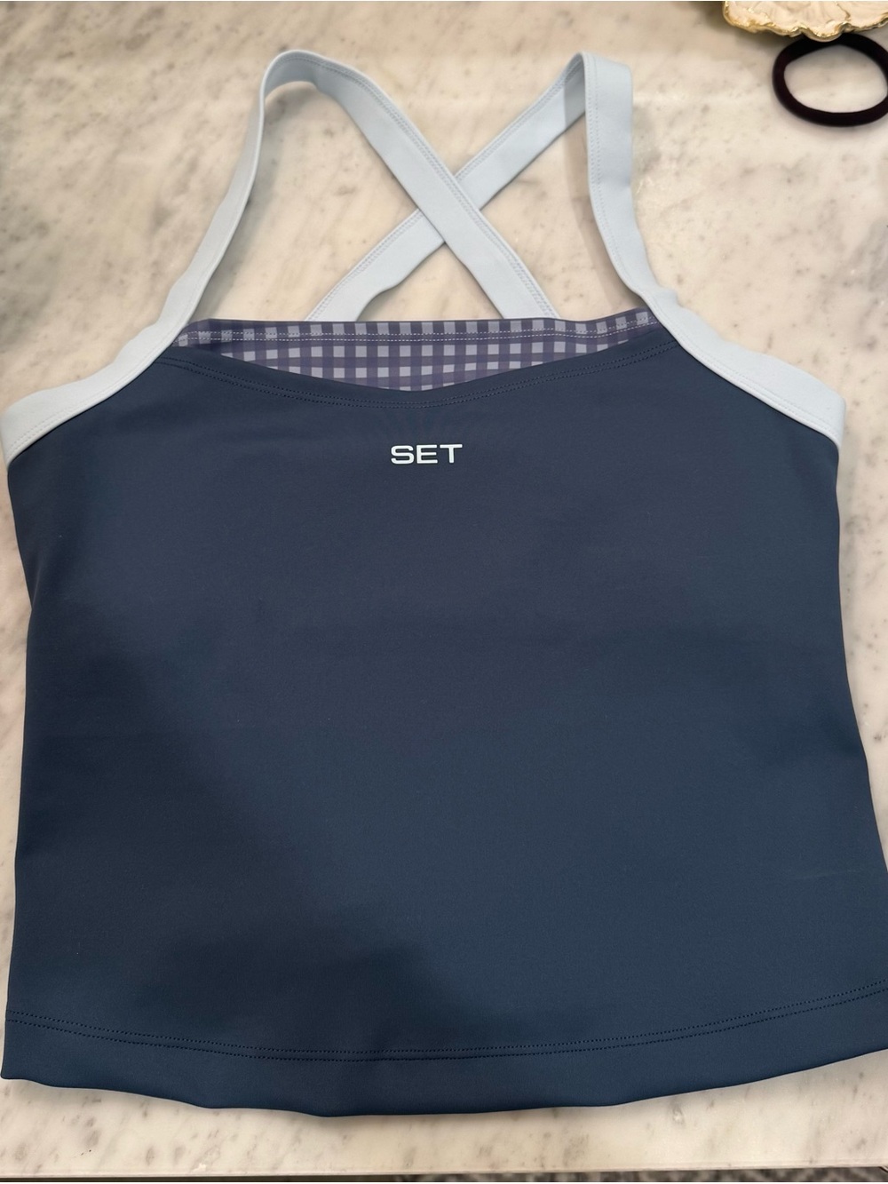SET Active Navy Blue Tank with Light Blue Trim
